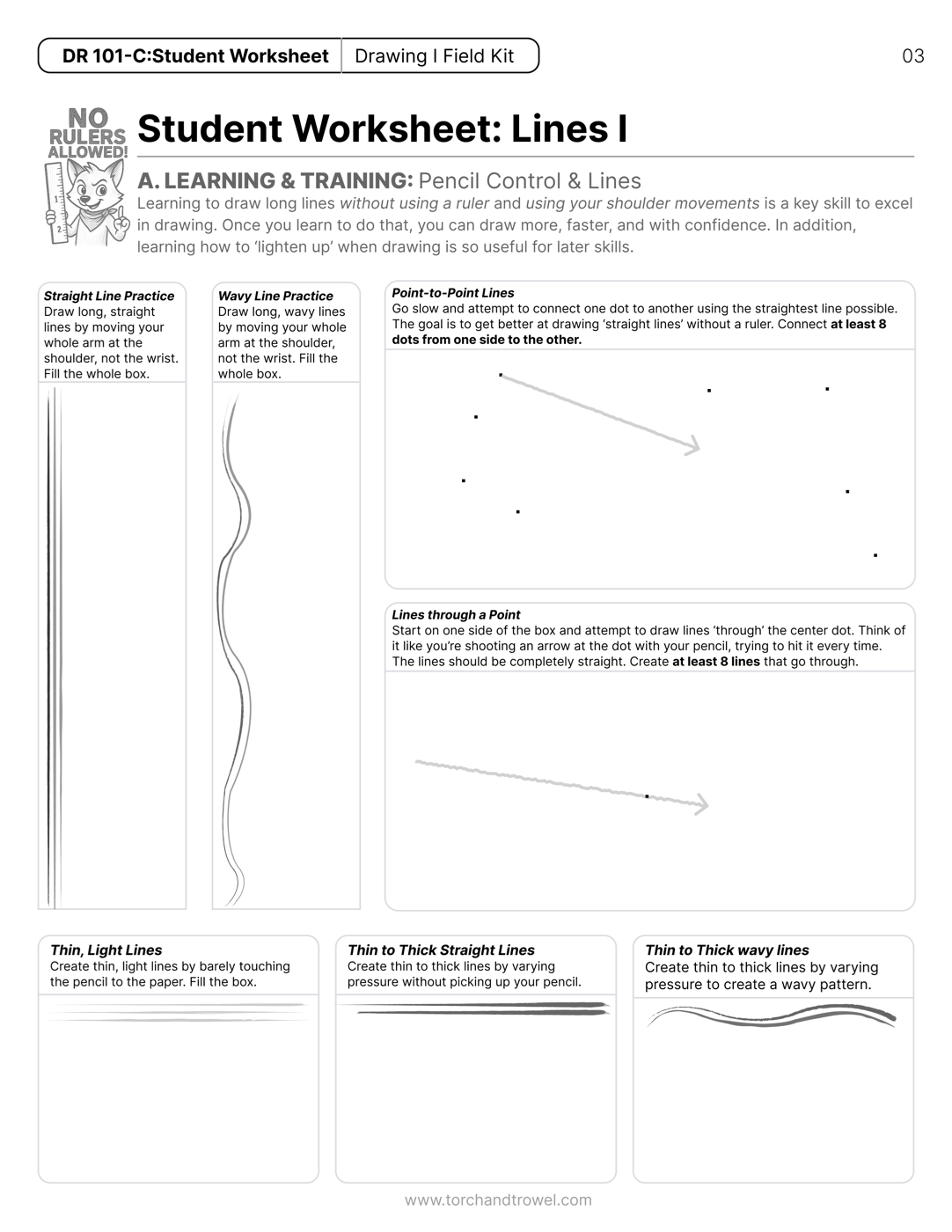 Student worksheet page for Lines I