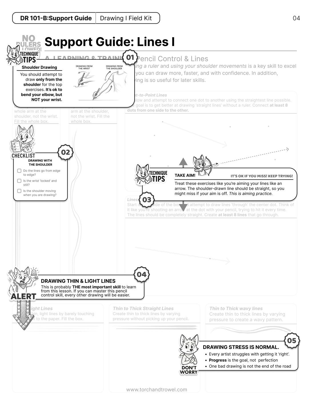 Support guide page for Lines I